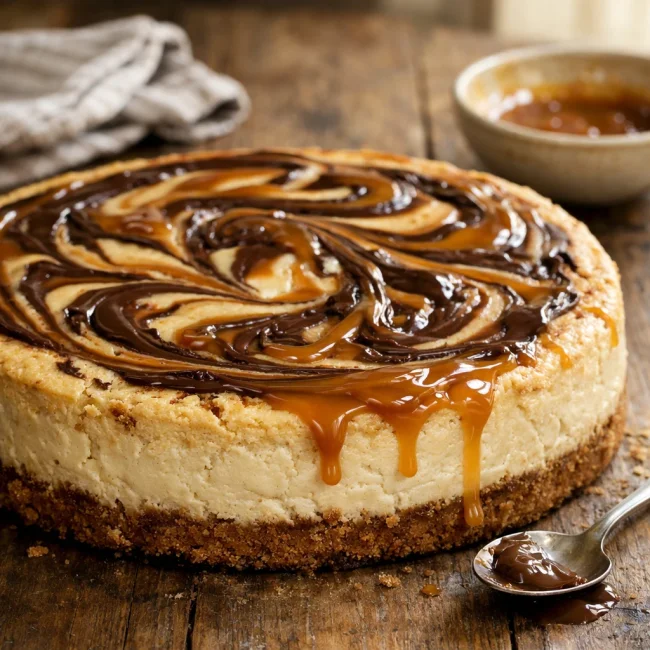 Caramel Chocolate Swirl Cheesecake