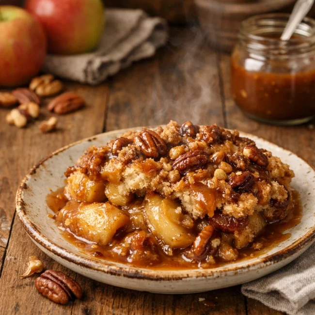 Caramel Nut Apple Cobbler
