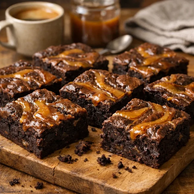 Caramel Swirl Espresso Brownies