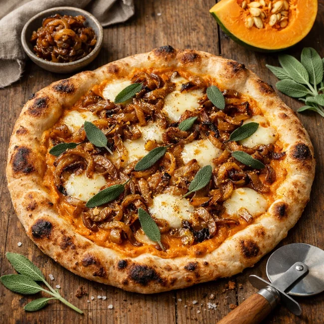 Caramelized Onion and Pumpkin Pizza