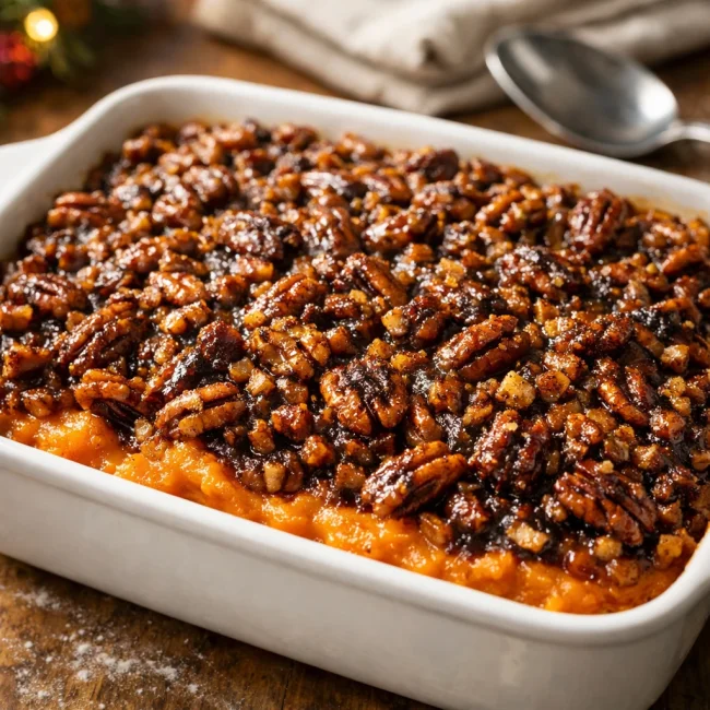 Caramelized Pecan Sweet Potato Casserole