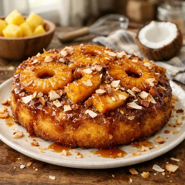 Caramelized Pineapple Coconut Cake