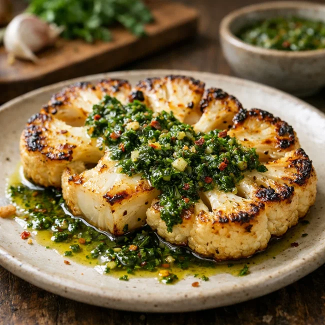 Cauliflower Steak with Chimichurri Sauce