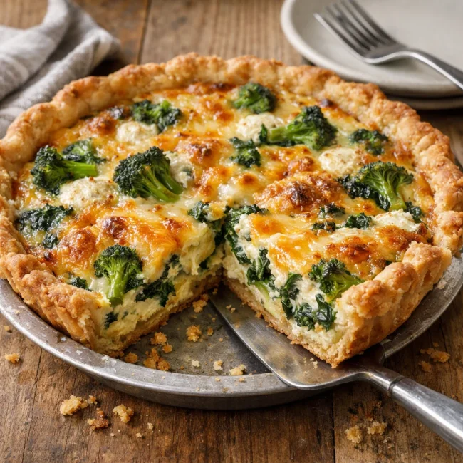 Cheesy Broccoli & Spinach Quiche