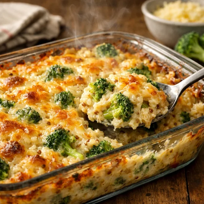 Cheesy Broccoli and Quinoa Casserole