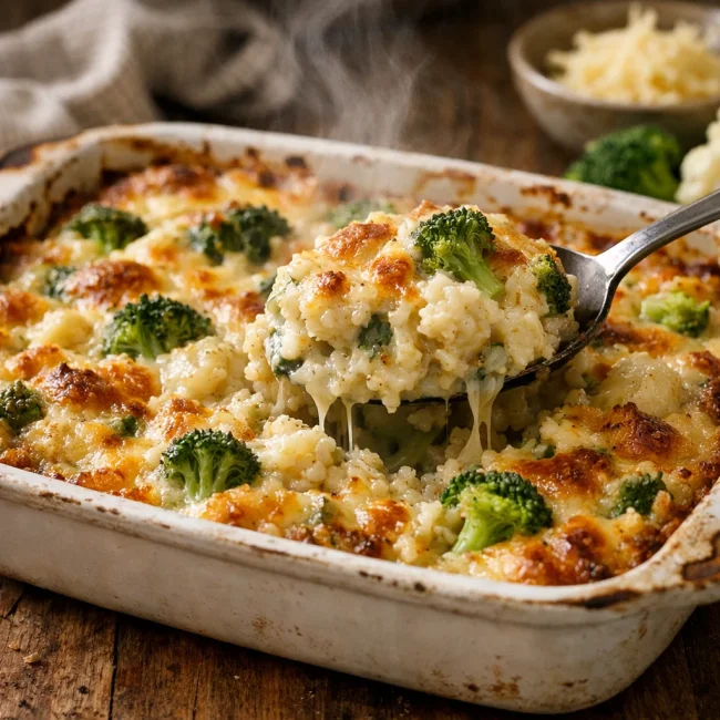 Cheesy Broccoli Cauliflower Quinoa Casserole