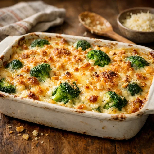 Cheesy Garlic Broccoli Casserole