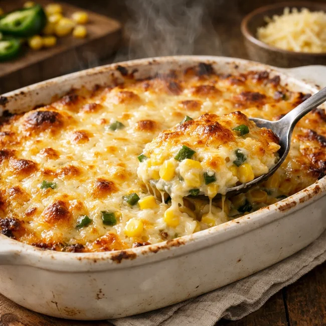 Cheesy Jalapeño Creamed Corn Casserole