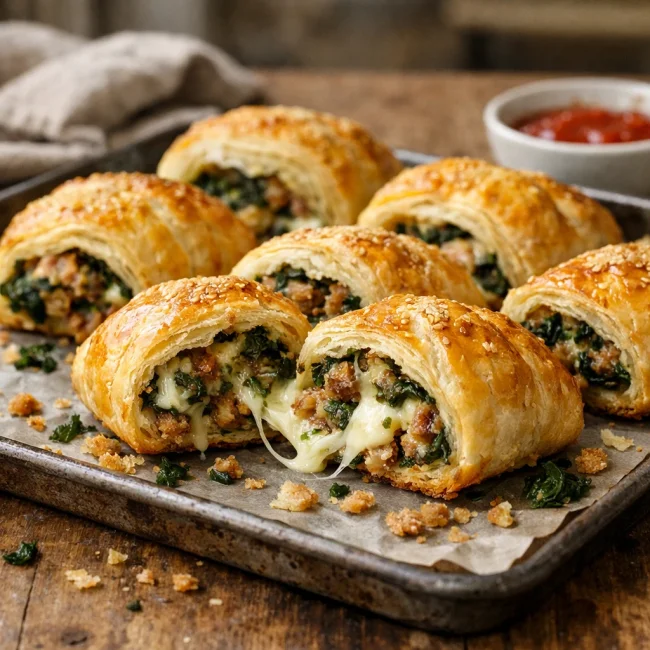 Cheesy Spinach & Fennel Sausage Rolls