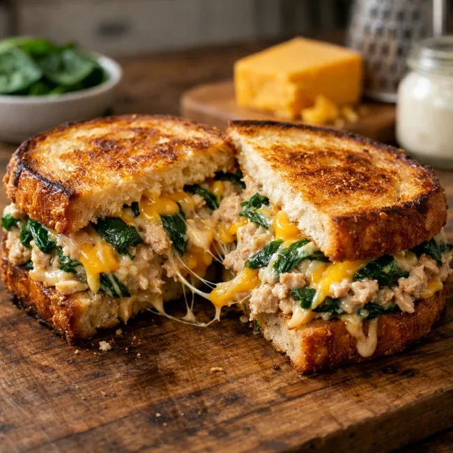 Cheesy Spinach Tuna Melt