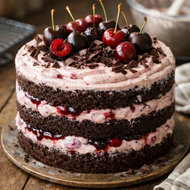 Cherry Chocolate Delight Cake