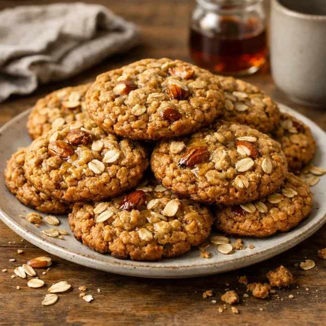Chewy Maple Almond Oatmeal Cookies