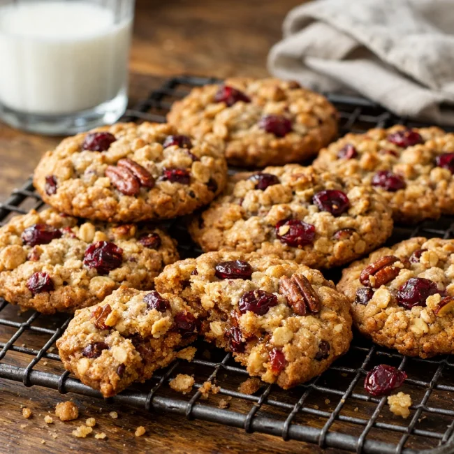 Chewy Oatmeal Cranberry Nut Cookies