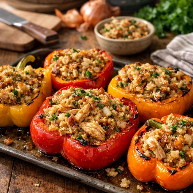 Chicken & Quinoa Stuffed Peppers