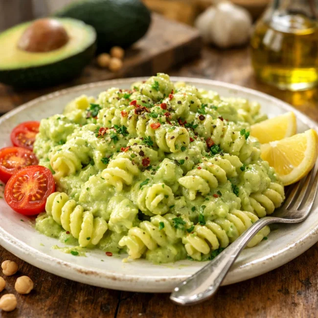 Chickpea Pasta with Creamy Avocado Sauce