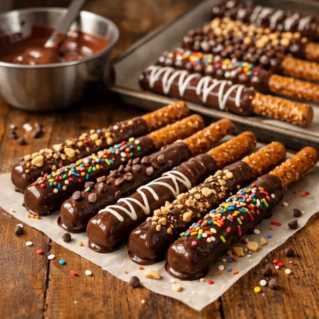 Chocolate-Dipped Pretzel Rods