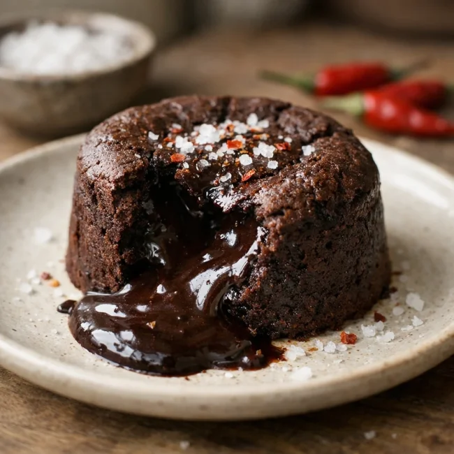 Chocolate Fondant with Chili and Sea Salt