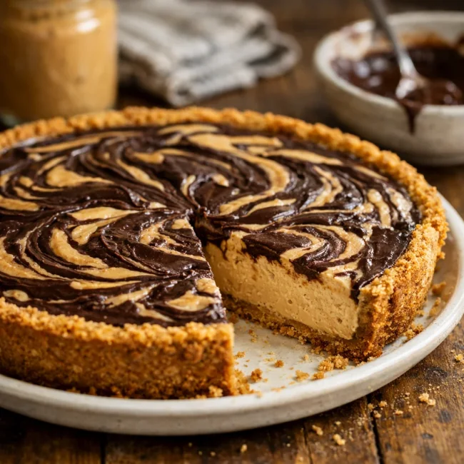 Chocolate Swirled Peanut Butter Pie