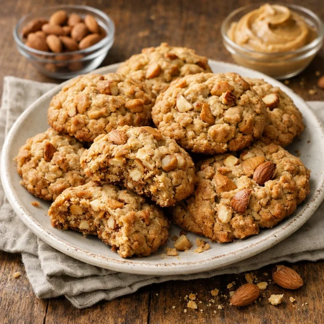 Chunky Almond Peanut Butter Cookies