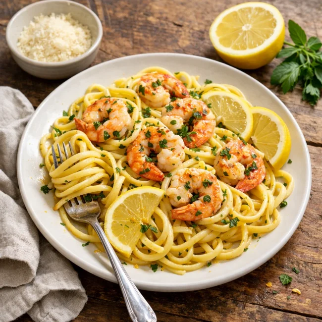 Citrus Herb Shrimp Scampi with Linguine