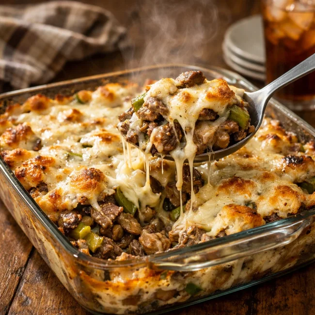 Classic Philly Cheesesteak Casserole