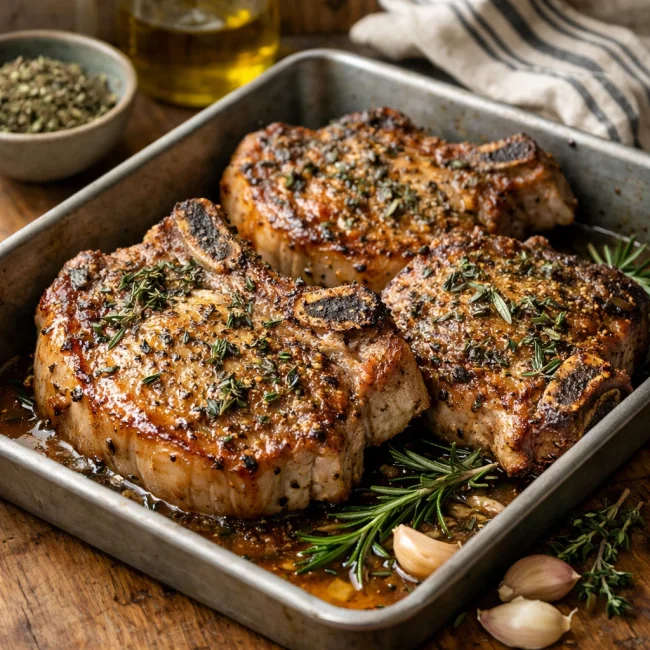 Classic Savory Herb Baked Pork Chops