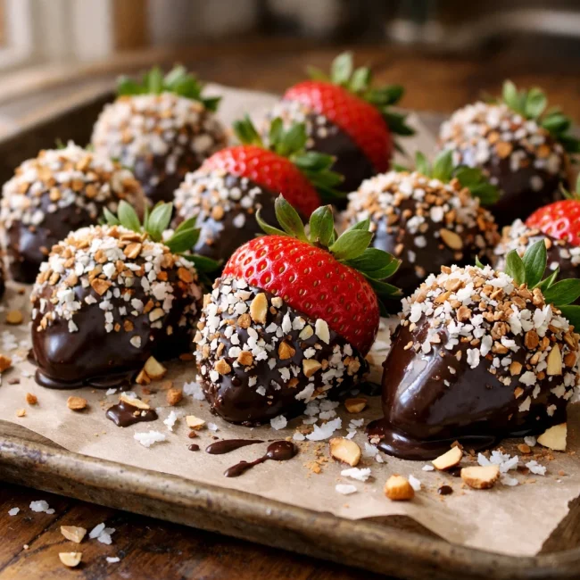 Coconut Almond Chocolate Strawberries