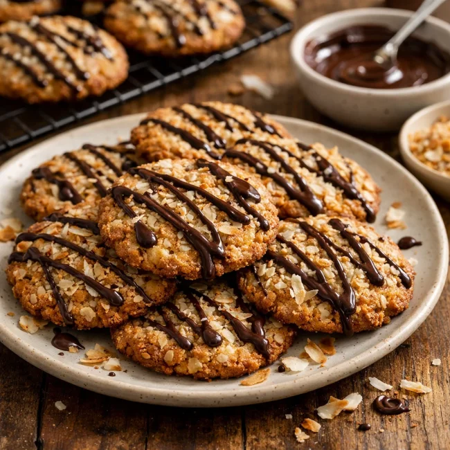Coconut Chocolate Drizzle Delight Cookies