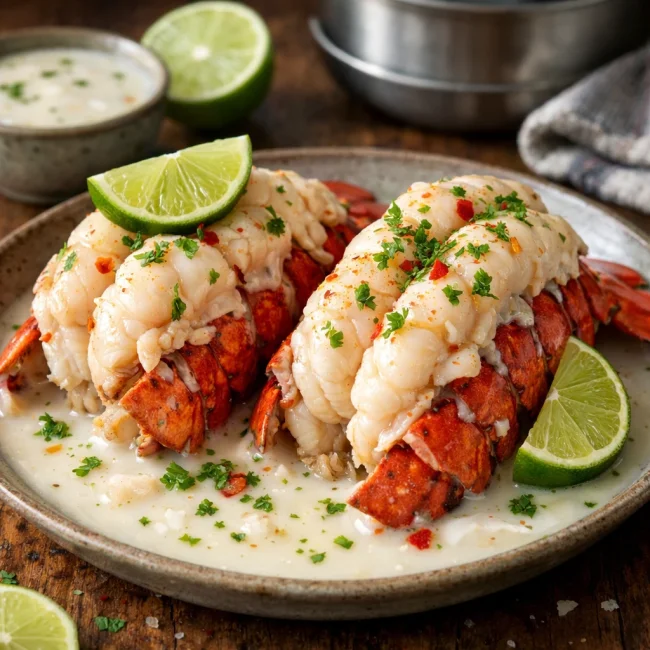 Coconut Lime Steamed Lobster Tails