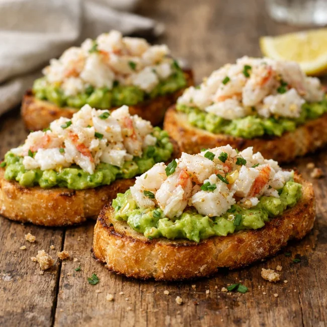 Crab and Avocado Crostini