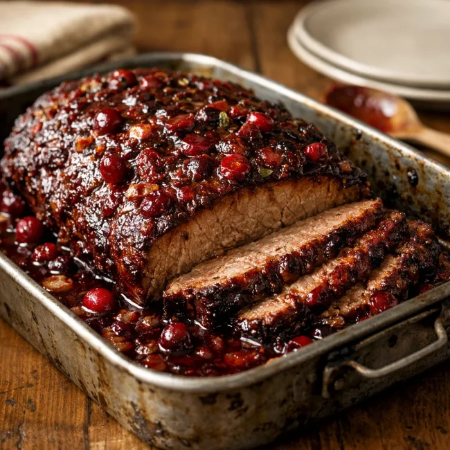 Cranberry-Glazed Baked Brisket