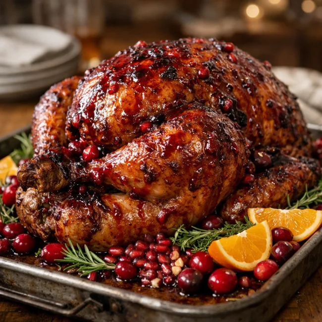 Cranberry Pomegranate Glazed Turkey