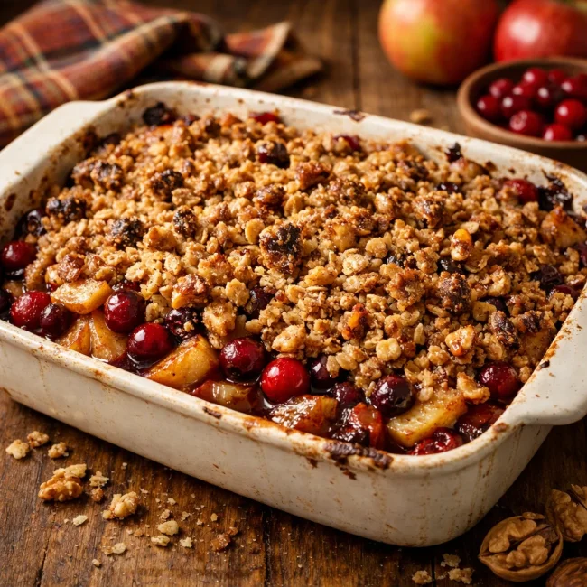 Cranberry Walnut Oatmeal Apple Crisp