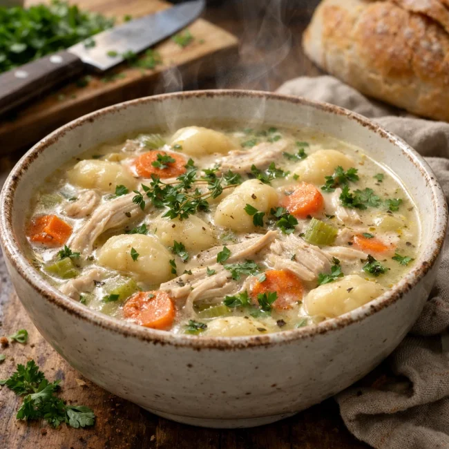 Creamy Chicken and Herb Gnocchi Soup