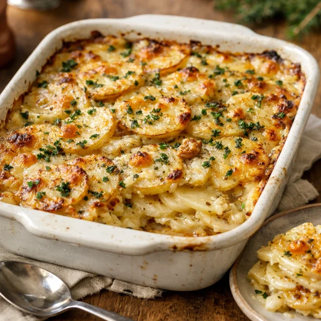 Creamy Garlic Herb Scalloped Potatoes