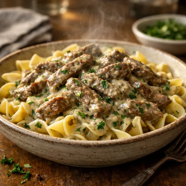 Creamy Herb Beef Stroganoff