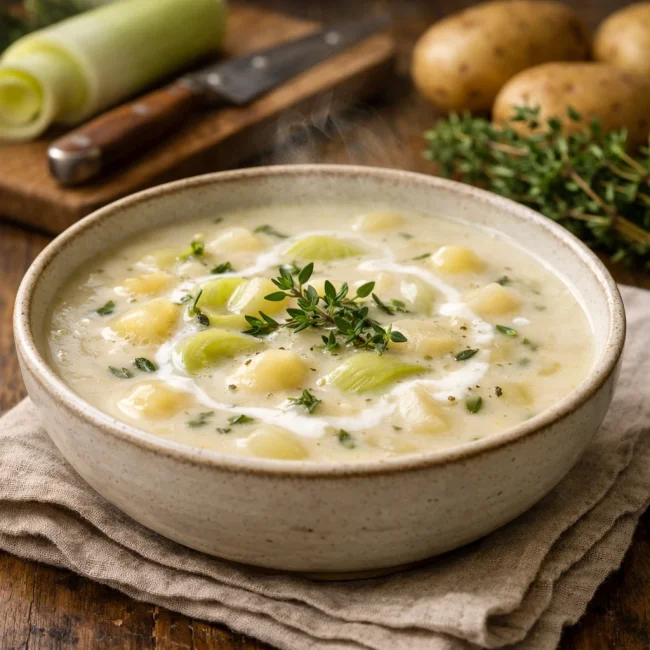 Creamy Leek and Potato Soup with Thyme