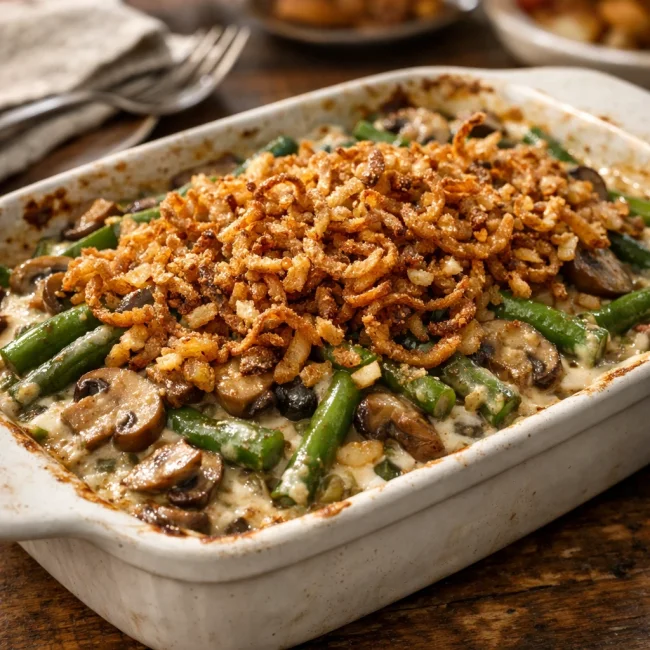 Creamy Mushroom and Green Bean Casserole