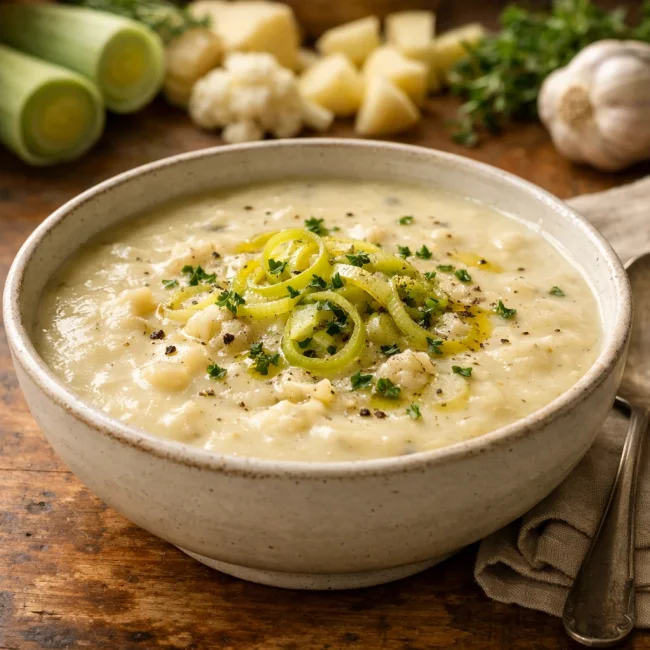 Creamy Potato-Leek and Cauliflower Soup