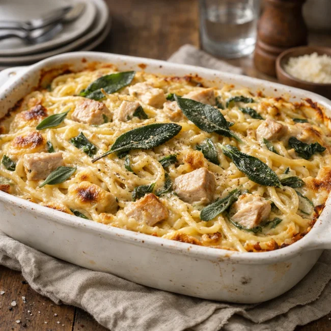 Creamy Sage Turkey Tetrazzini