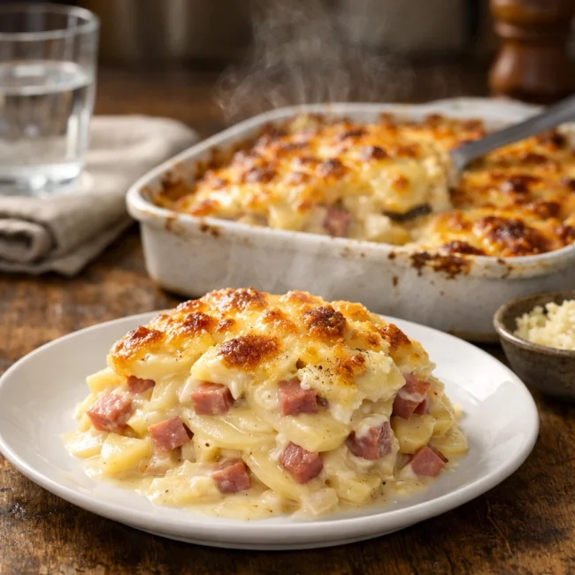 Creamy Scalloped Potatoes with Smoked Ham