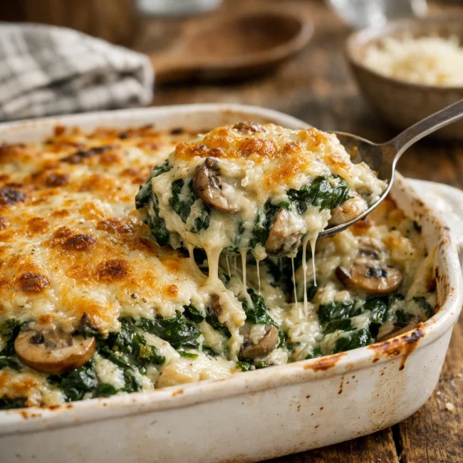 Creamy Spinach & Mushroom Bake