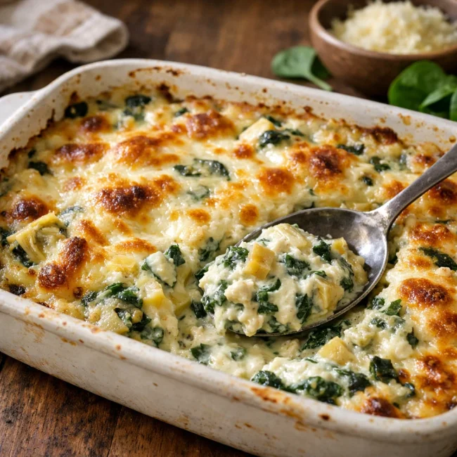 Creamy Spinach and Artichoke Bake