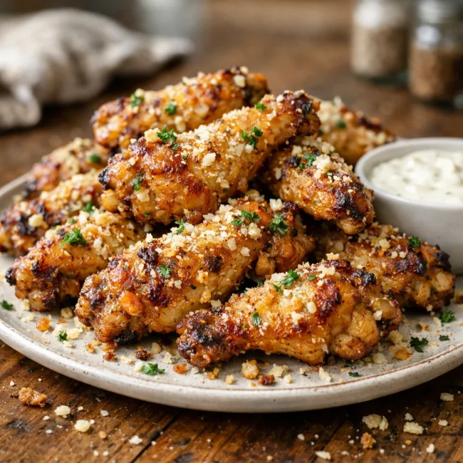 Crispy Baked Garlic Parmesan Wings
