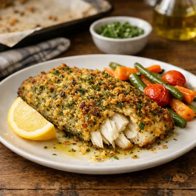 Crispy Herb-Crusted Baked Walleye