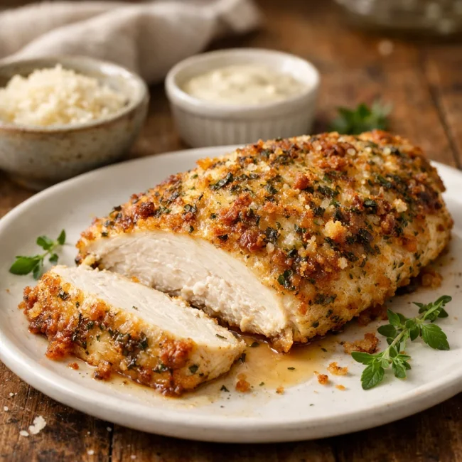 Crispy Herb Garlic Parmesan Chicken