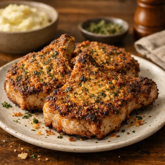 Crispy Herb-Parmesan Pork Chops
