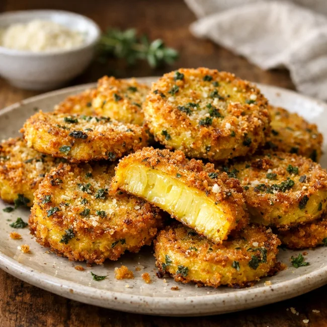 Crispy Parmesan Herb Fried Yellow Squash