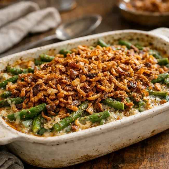 Crispy Shallot Green Bean Casserole