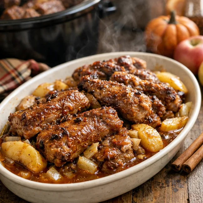 Crock Pot Spiced Apple Country Pork Ribs